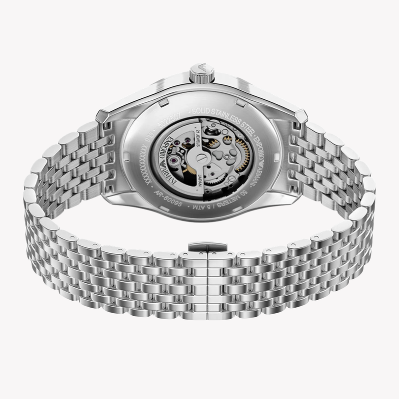 Emporio Armani Men's Silver Watch, Beige Skeleton Dial | AR60095