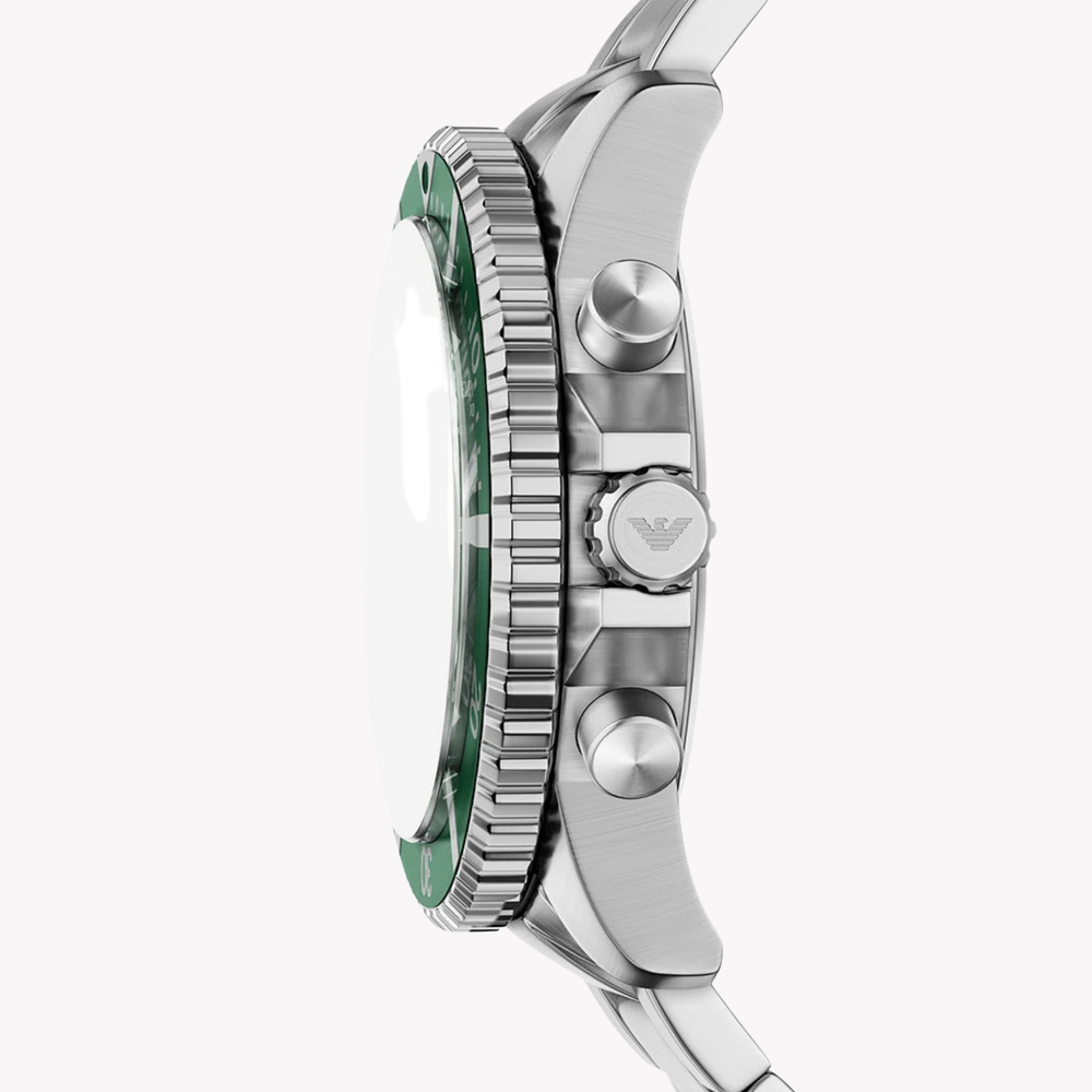 Emporio Armani Men's Silver Watch, Green Dial | AR11741