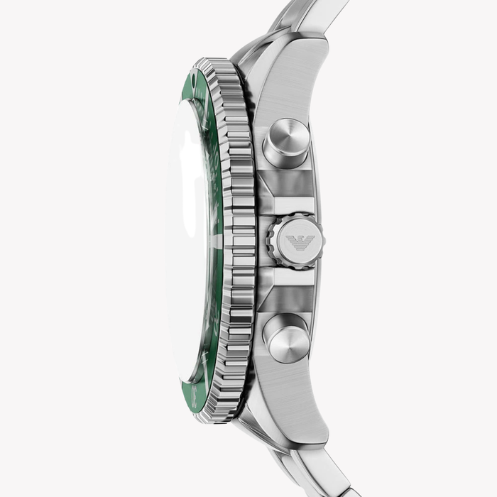 Emporio Armani Men's Silver Watch, Green Dial | AR11741