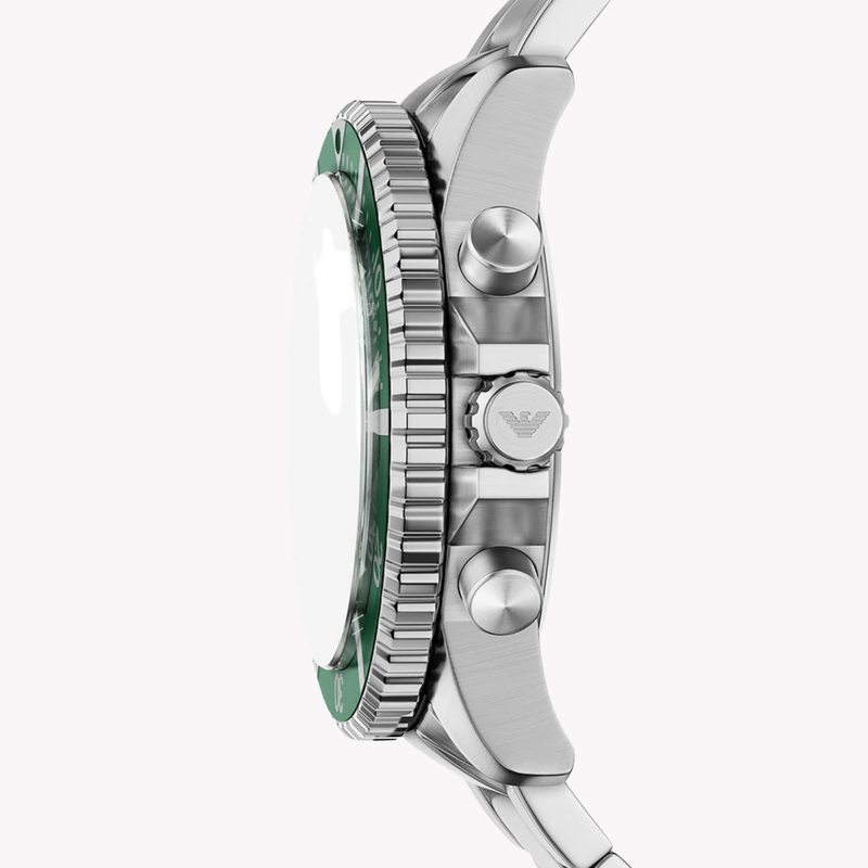 Emporio Armani Men's Silver Watch, Green Dial | AR11741