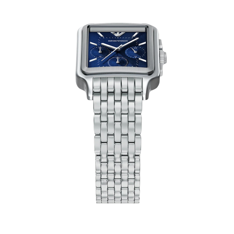 Emporio Armani Men's Silver Watch, Blue Sunray Dial | AR11750