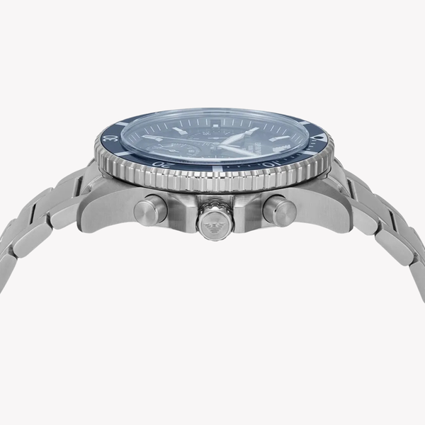Emporio Armani Men's Silver Watch, Blue Dial | AR11681