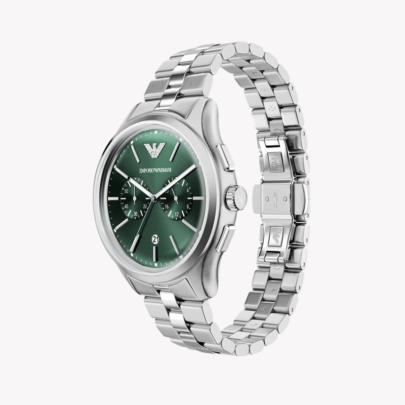 Emporio Armani Men's Silver Watch, Green Dial | AR11746