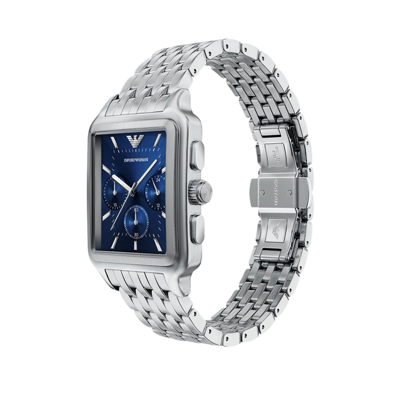 Emporio Armani Men's Silver Watch, Blue Sunray Dial | AR11750