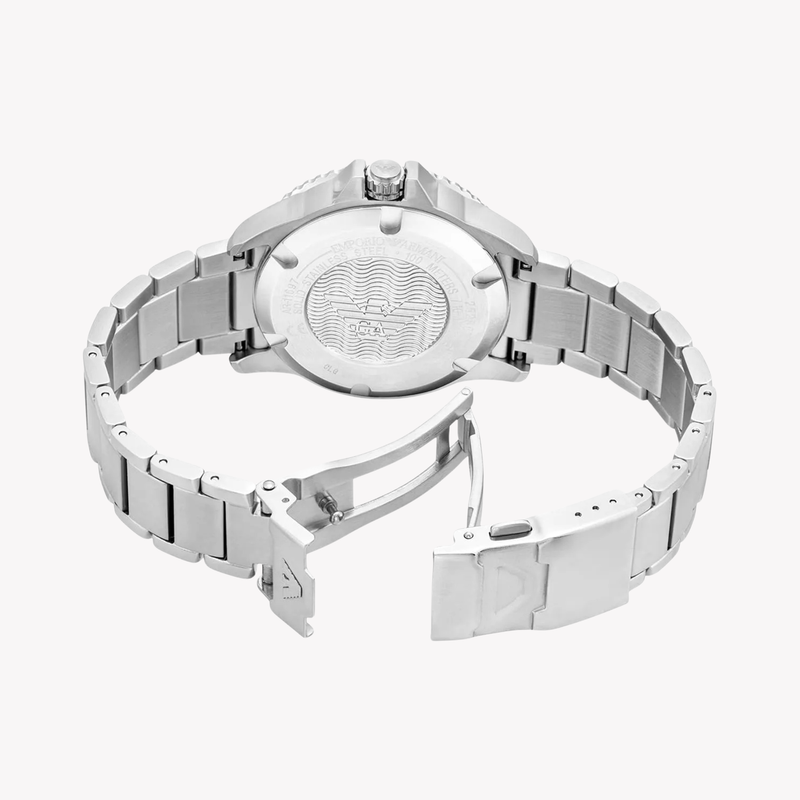 Emporio Armani Men's Silver Watch, Blue Dial | AR11697