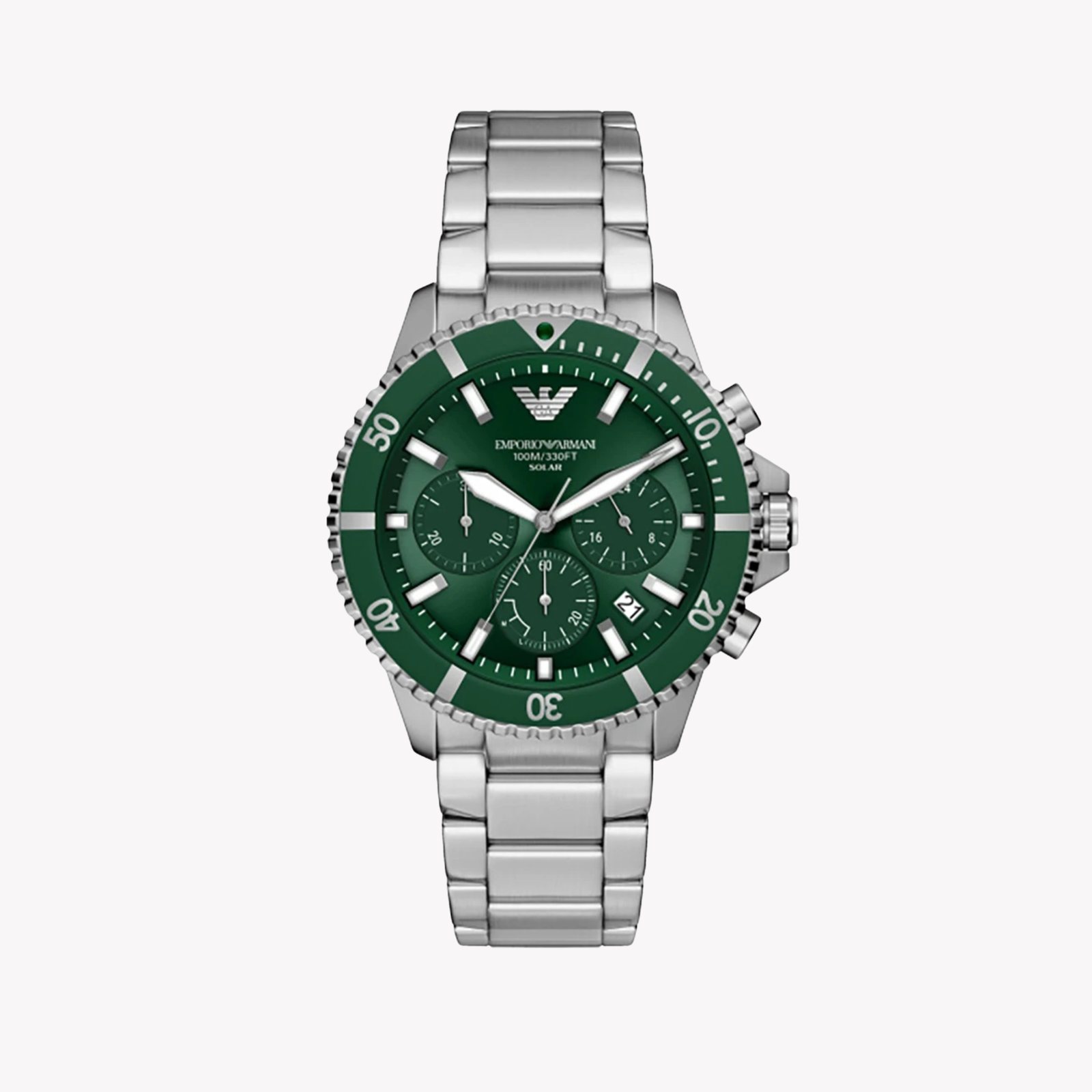 Emporio Armani Men's Silver Watch, Green Dial | AR11741