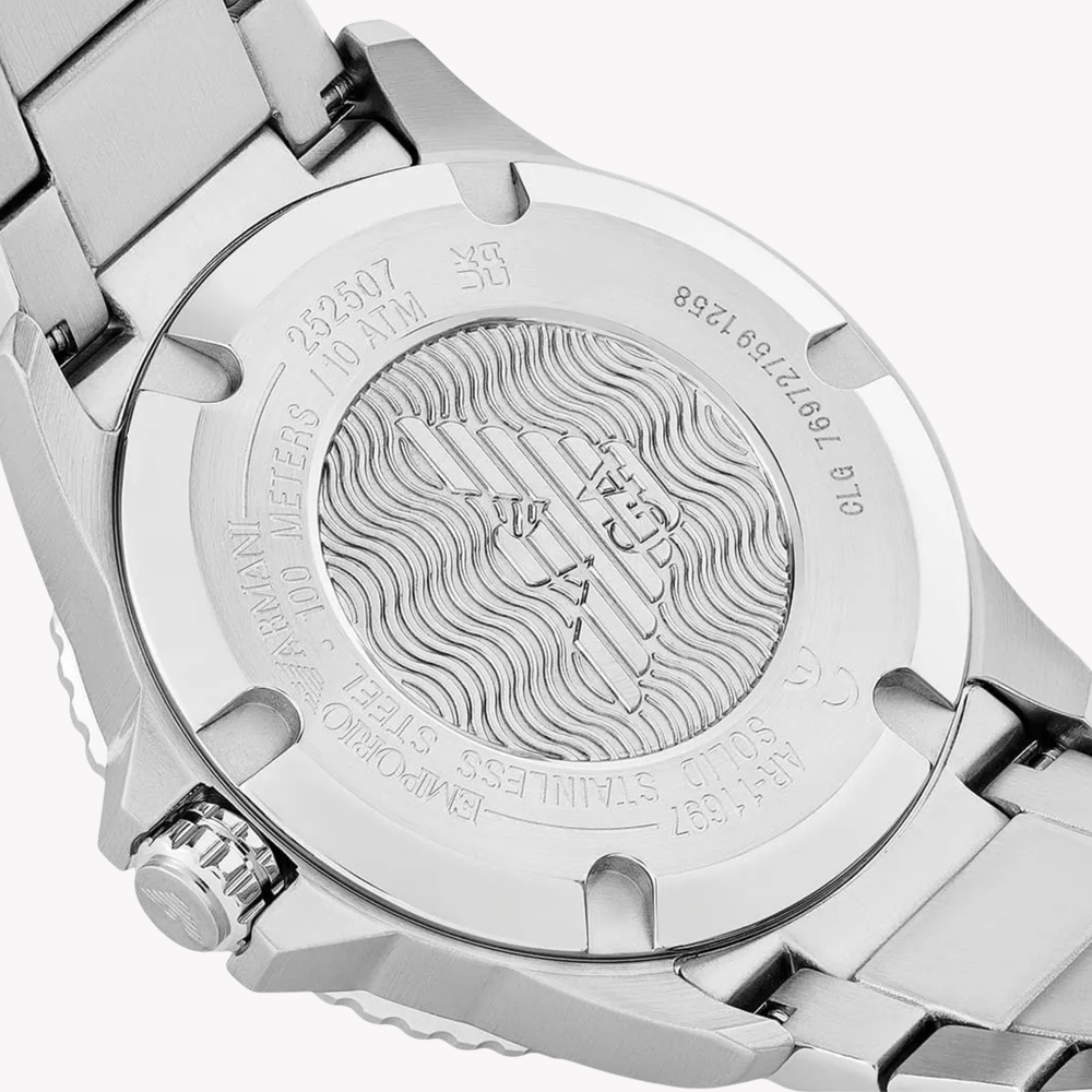 Emporio Armani Men's Silver Watch, Blue Dial | AR11697