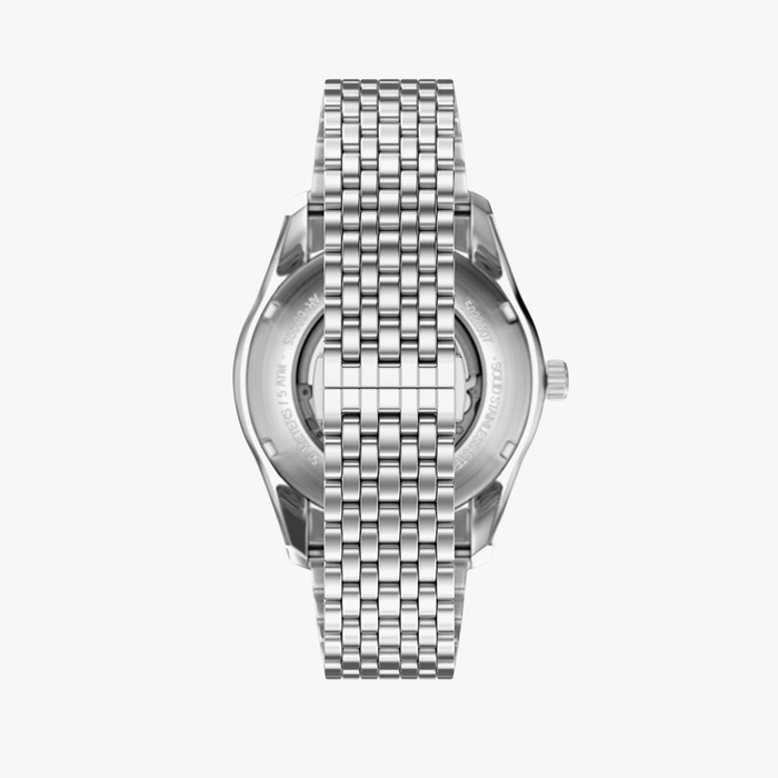 Emporio Armani Men's Silver Watch, Beige Skeleton Dial | AR60095