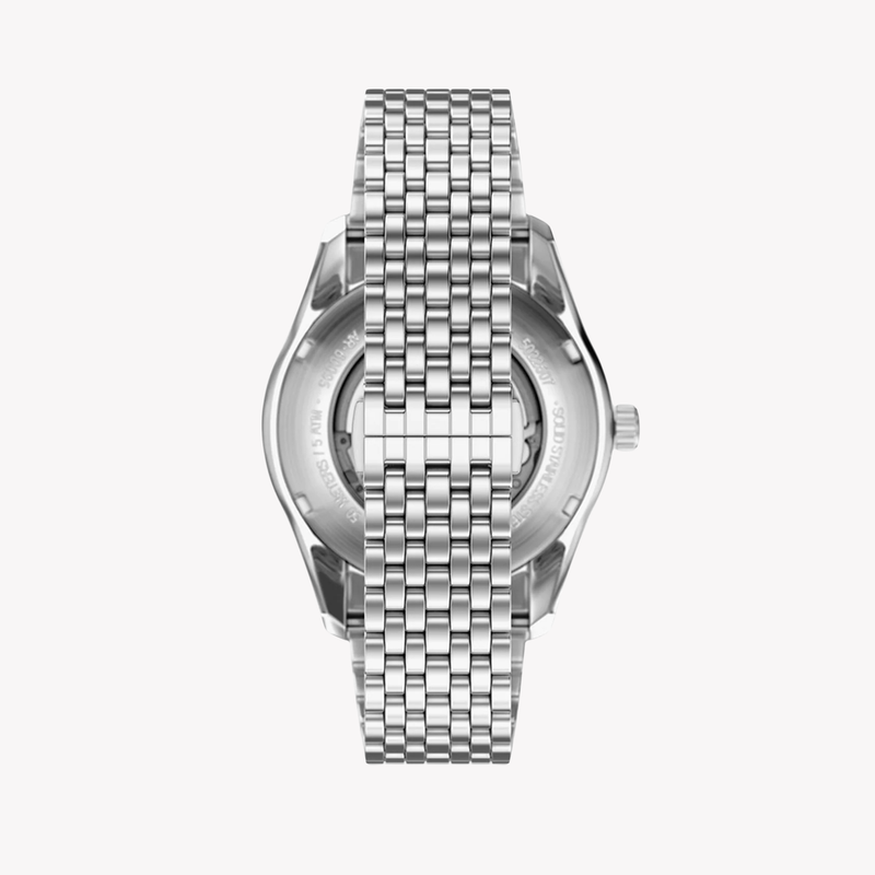 Emporio Armani Men's Silver Watch, Beige Skeleton Dial | AR60095