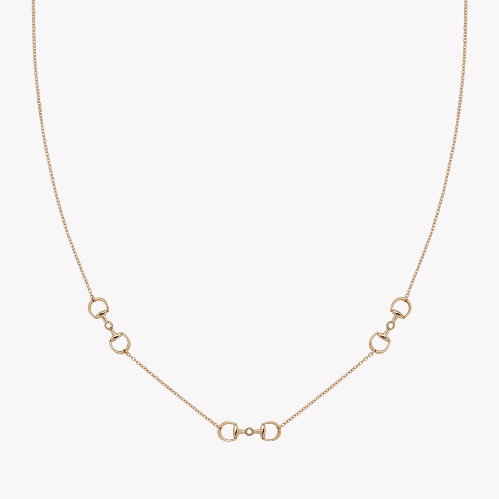 Gucci Women's Rose Gold Necklace, Horsebit Diamond Pendant | YBB837596001