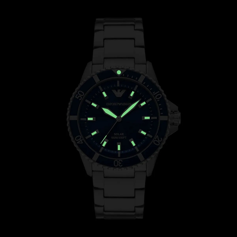 Emporio Armani Men's Silver Watch, Blue Dial | AR11697