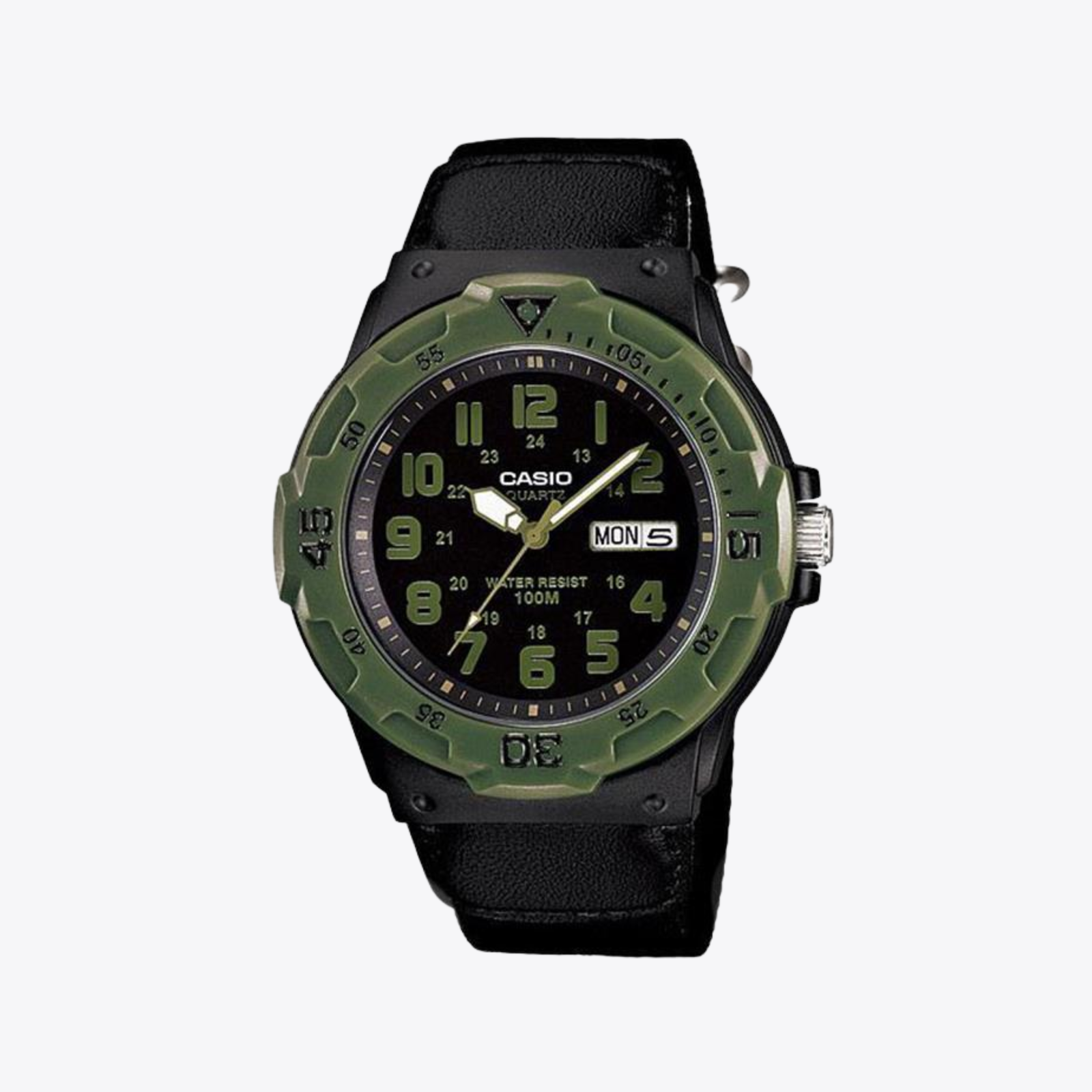 Casio Men's Black & Green Men's Watch, Black Dial | MRW-200HB-1BVEF
