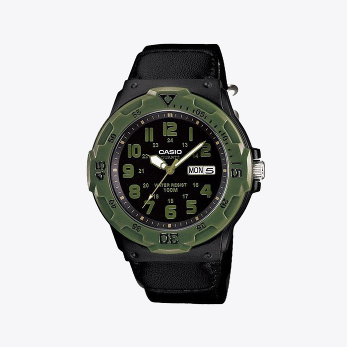Casio Men's Black & Green Men's Watch, Black Dial | MRW-200HB-1BVEF