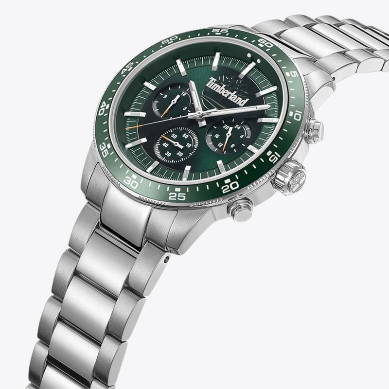Timberland Men's Silver Watch, Green Dial | TDWGK0041301