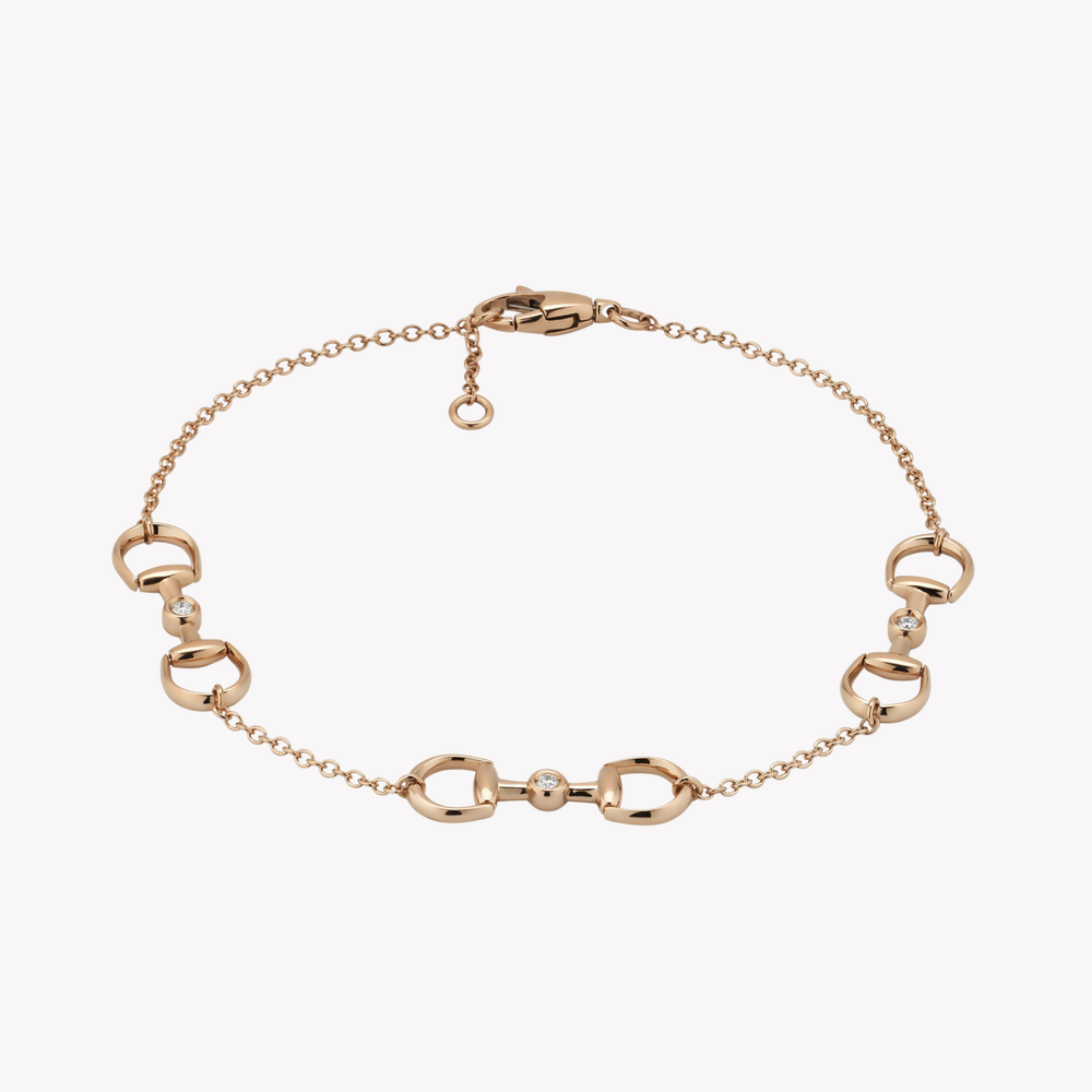 Gucci Women's Rose Gold Bracelet, Diamond Horsebit | YBA837594001