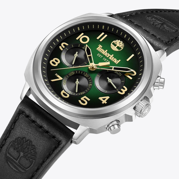 Timberland Men's Silver Watch, Green Dial | TDWGB0042008