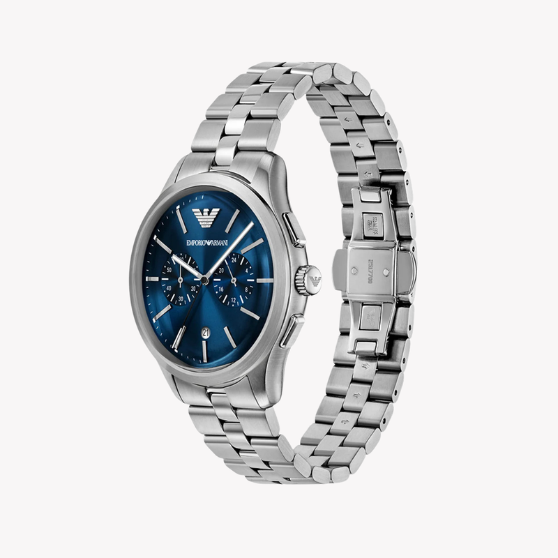 Emporio Armani Men's Silver Watch, Blue Dial | AR11728