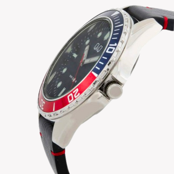 Q&Q Men's Silver Watch, Black Dial | A172J342Y