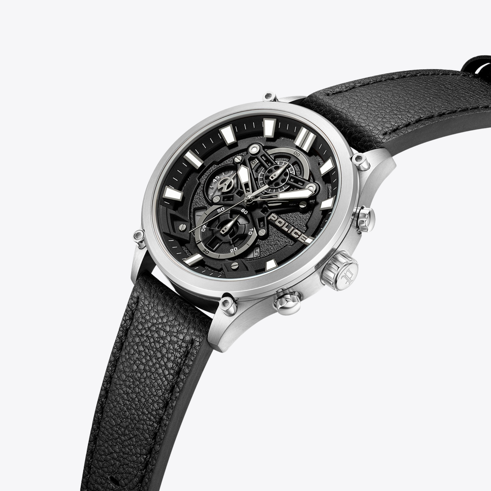 Police Men's Silver Watch, Black Dial | PEWGC0054205
