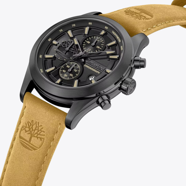 Timberland Men's Silver &  Brown Watch, Black Dial | TDWGF0095102