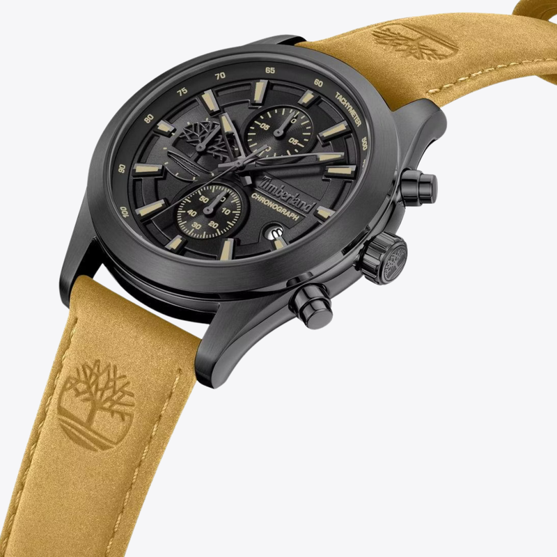 Timberland Men's Silver &  Brown Watch, Black Dial | TDWGF0095102