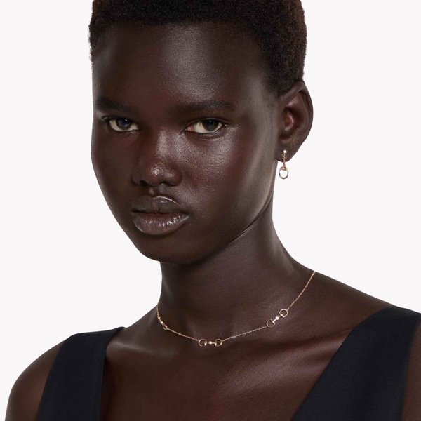 Gucci Women's Rose Gold Necklace, Horsebit Diamond Pendant | YBB837596001