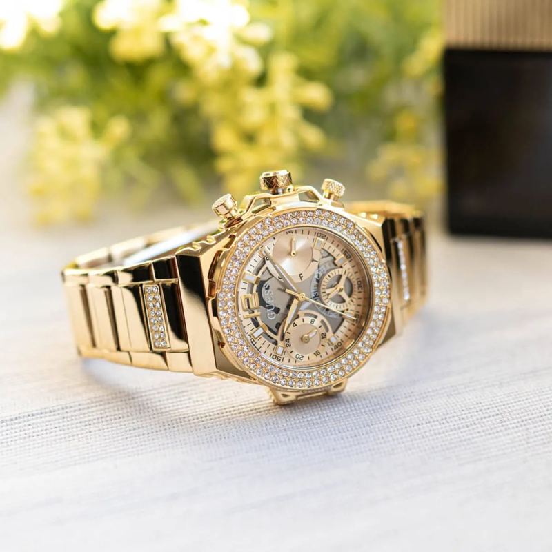GUESS Women's Gold Watch, Gold Multi-function Dial | GW0552L2