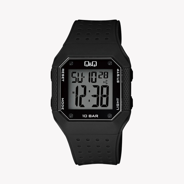 Q&Q Men's Black Men's Watch, Grey Digital Dial | M158J001Y
