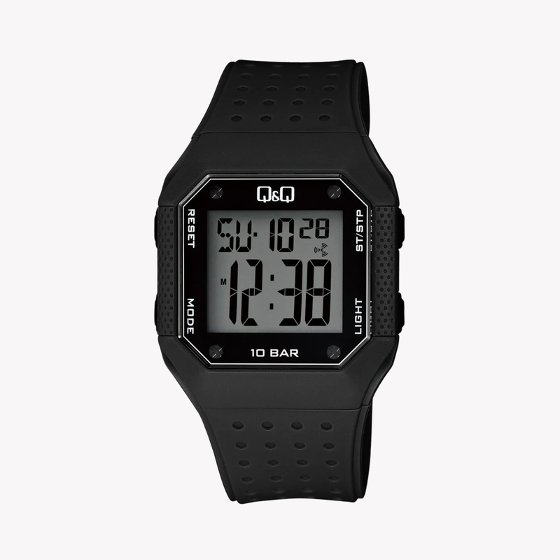 Q&Q Men's Black Men's Watch, Grey Digital Dial | M158J001Y