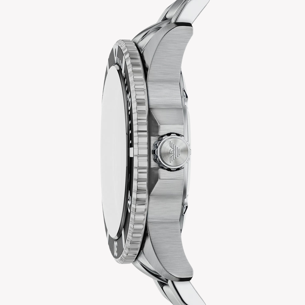 Emporio Armani Men's Silver Watch, Black Sunray Dial | AR11787