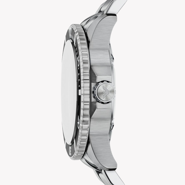 Emporio Armani Men's Silver Watch, Black Sunray Dial | AR11787