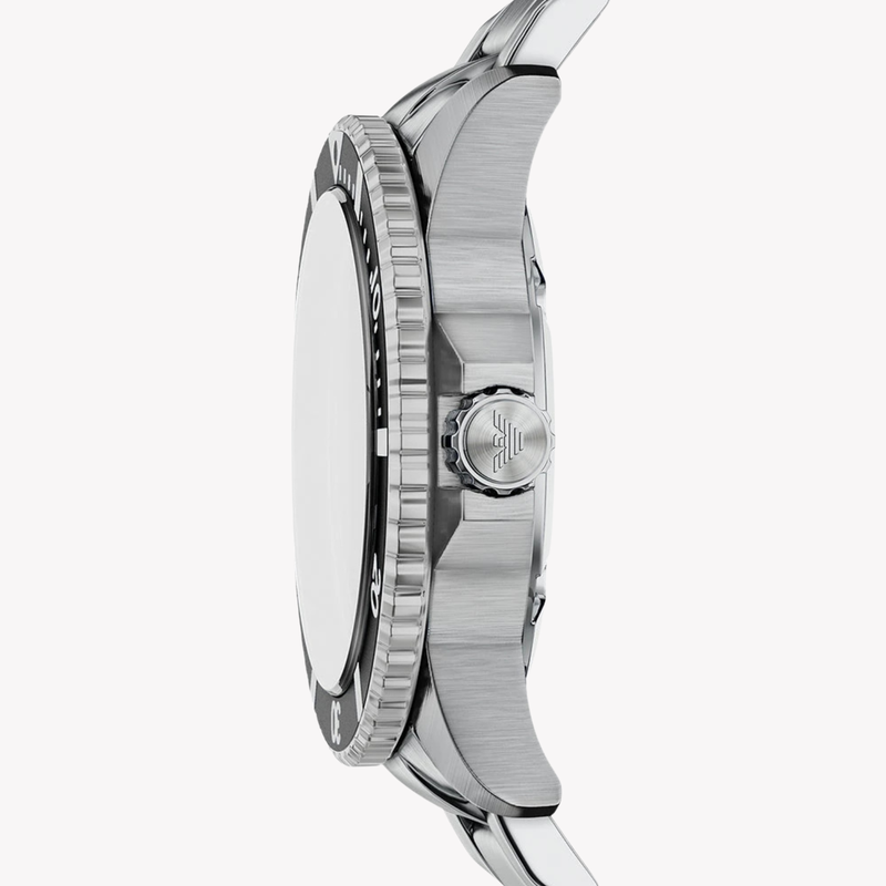 Emporio Armani Men's Silver Watch, Black Sunray Dial | AR11787