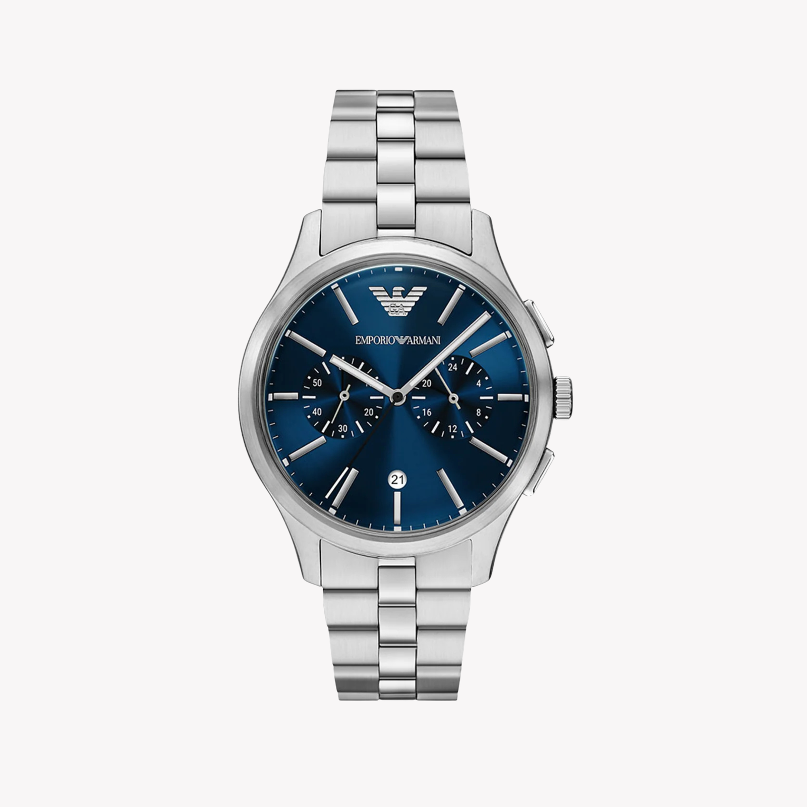 Emporio Armani Men's Silver Watch, Blue Dial | AR11728