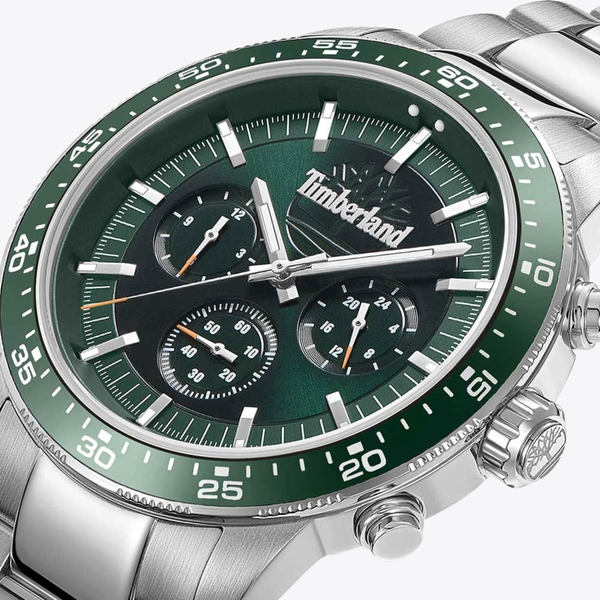 Timberland Men's Silver Watch, Green Dial | TDWGK0041301