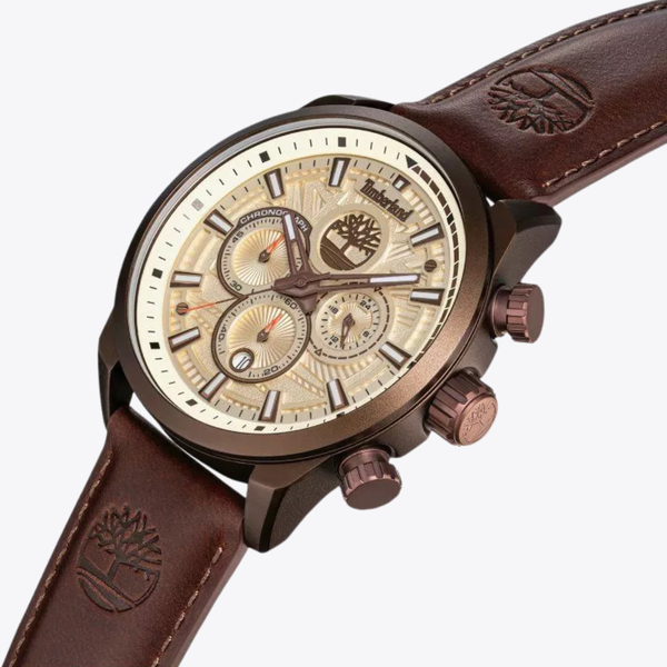 Timberland Men's Brown Watch, Beige Dial | TDWGQ00949X1