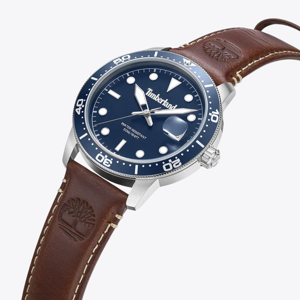 Timberland Men's Silver Watch, Blue Dial | TDWGB00834X1