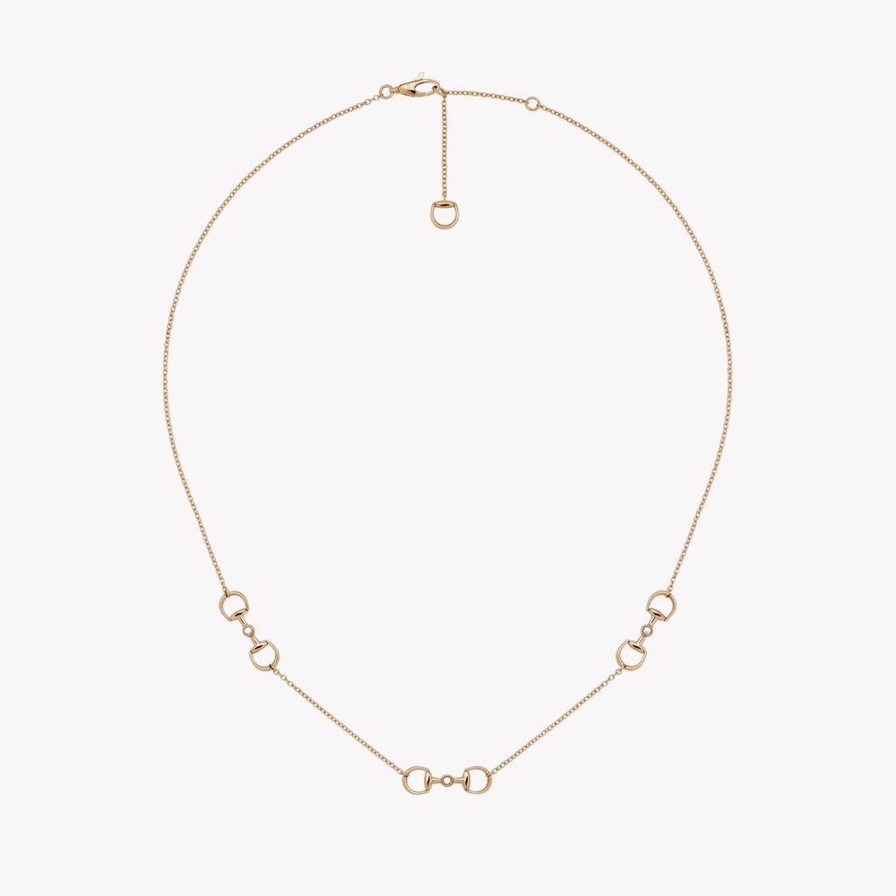Gucci Women's Rose Gold Necklace, Horsebit Diamond Pendant | YBB837596001
