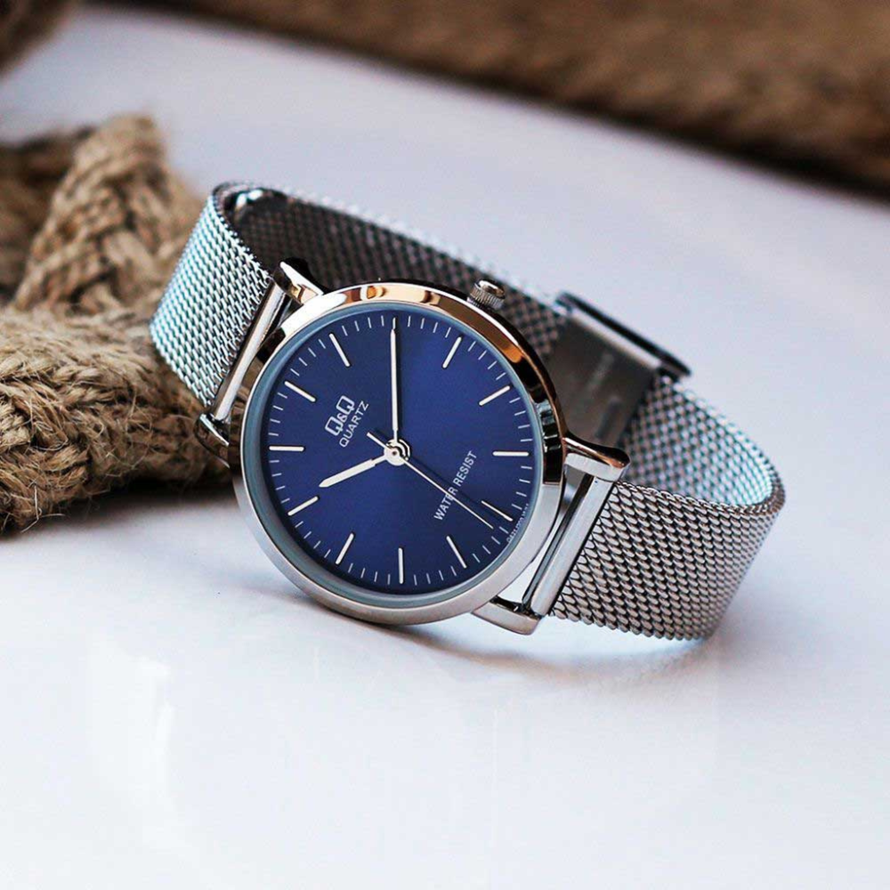 Q&Q Women's Silver Watch, Blue Dial | QA21J202Y