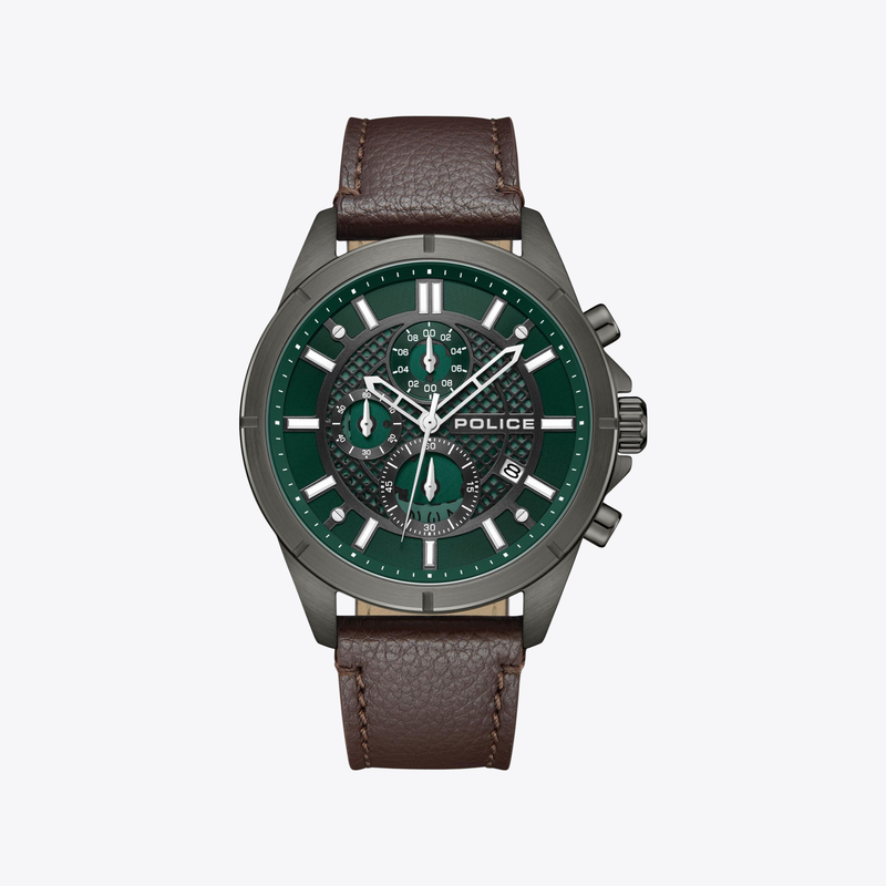 Police Men's Gunmetal Watch, Green Dial | PEWGC0054002