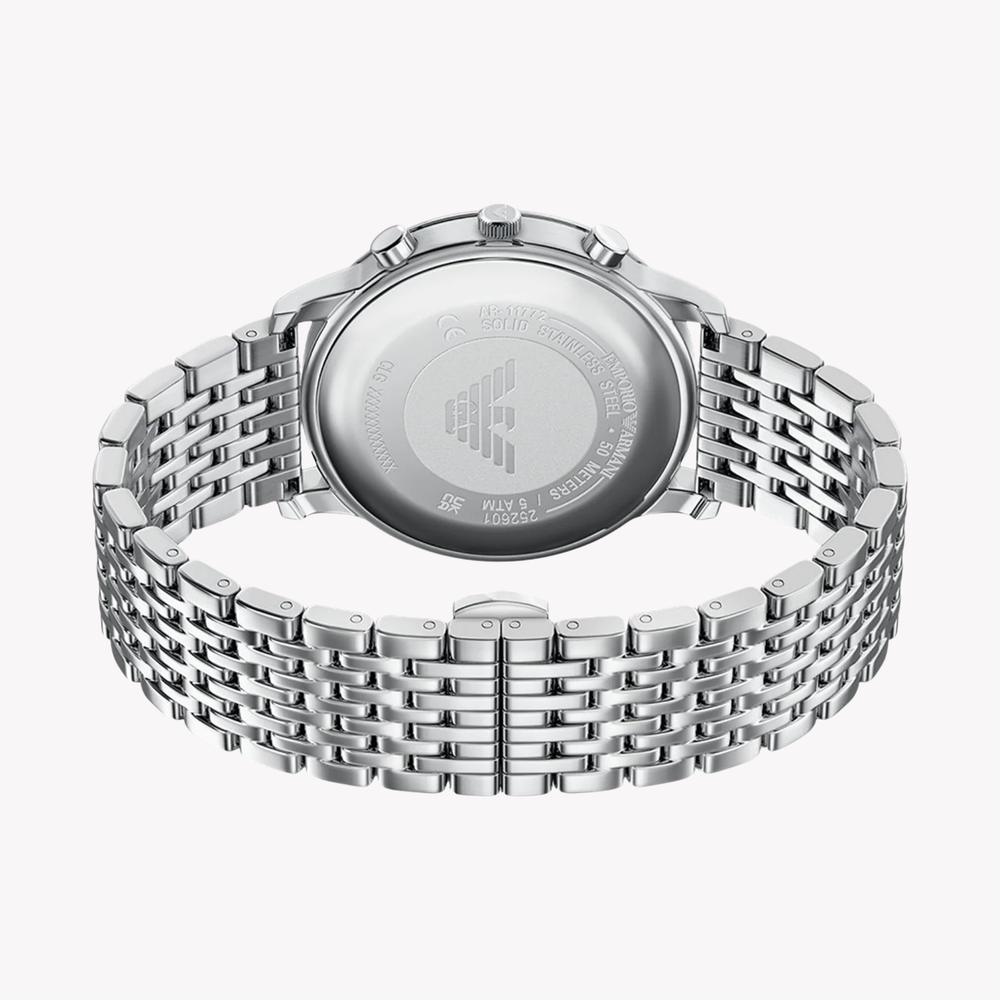 Emporio Armani Men's Silver Watch, Black Dial | AR11772