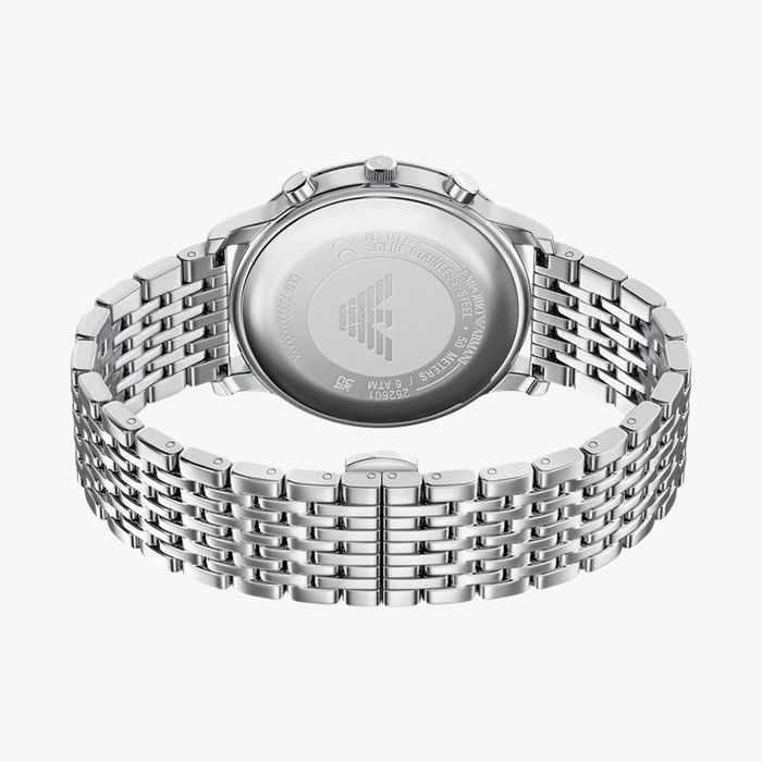 Emporio Armani Men's Silver Watch, Black Dial | AR11772