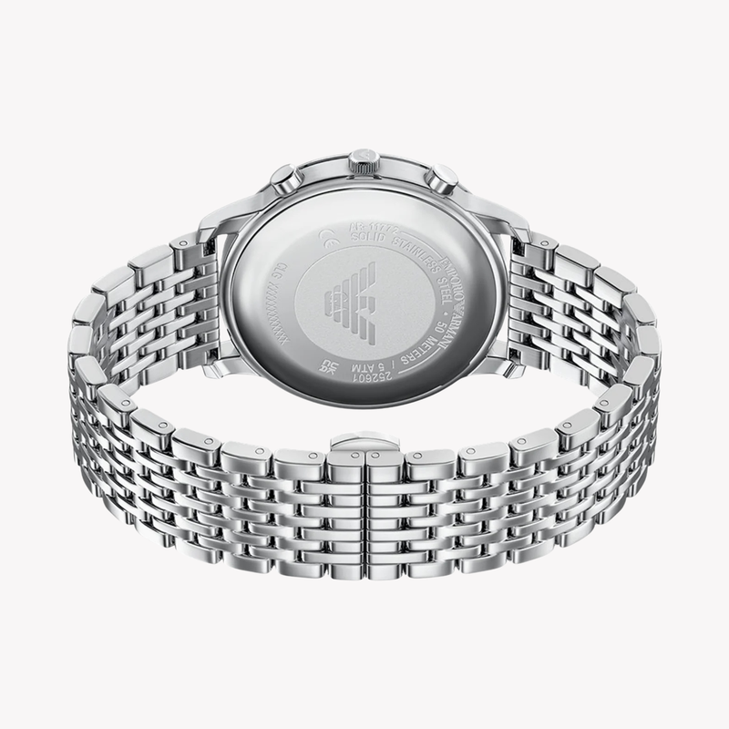Emporio Armani Men's Silver Watch, Black Dial | AR11772