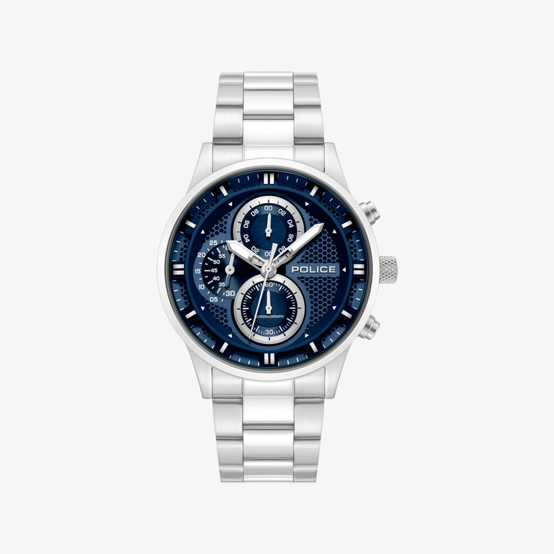 Police Men's Silver Watch, Blue Dial | PEWGK0092502