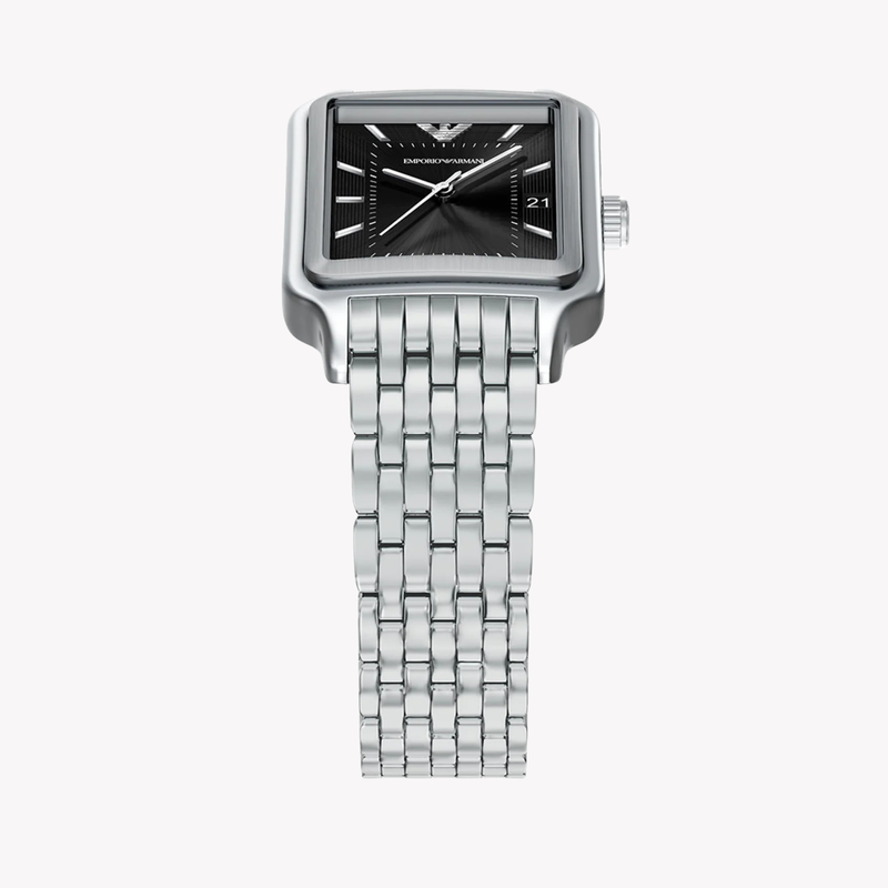 Emporio Armani Men's Silver Watch, Black Dial | AR11755