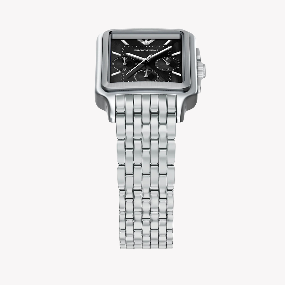 Emporio Armani Men's Silver Watch, Black Dial | AR11751