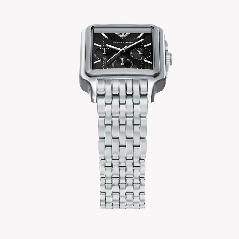 Emporio Armani Men's Silver Watch, Black Dial | AR11751