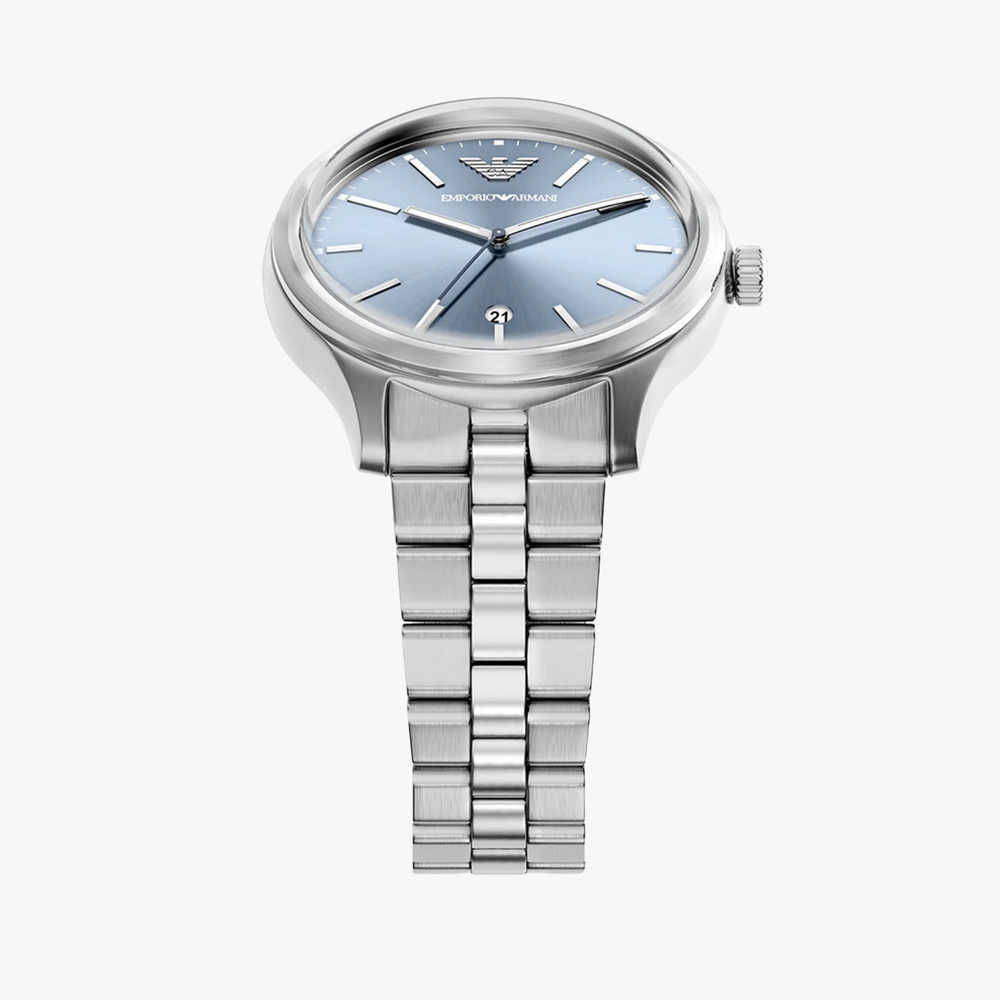 Emporio Armani Men's Silver Watch, Blue Dial | AR11748