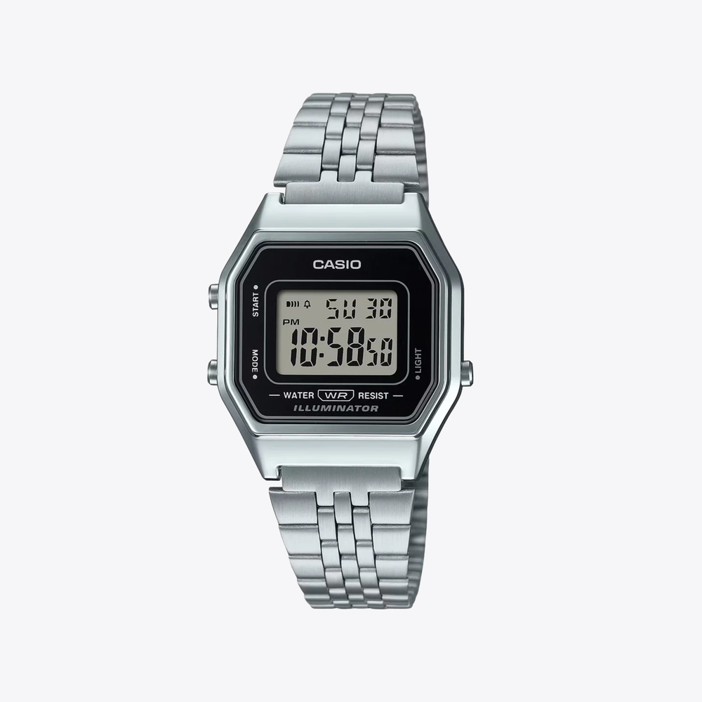 Casio Unisex Silver Unisex Watch, Black Digital Dial | LA-680WA-1DF