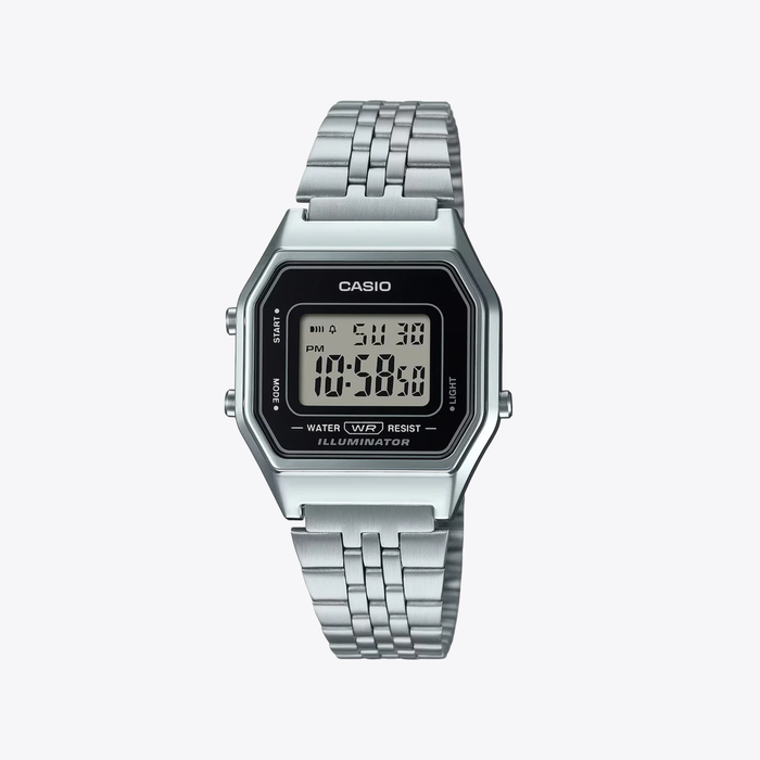 Casio Unisex Silver Unisex Watch, Black Digital Dial | LA-680WA-1DF