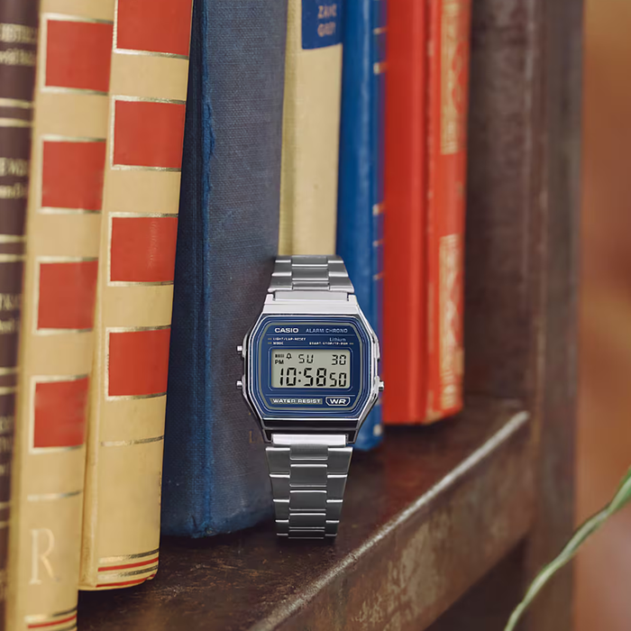Casio Unisex Silver Unisex Watch, Blue Digital Dial | A158WEA-2EF